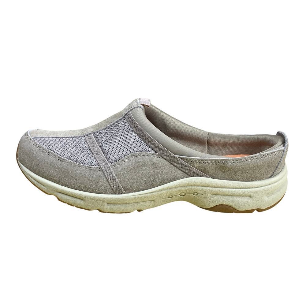 Easy Spirit Grey Leather Argyle Mesh Comfort Clog Sneakers Size 7.5 NWOT